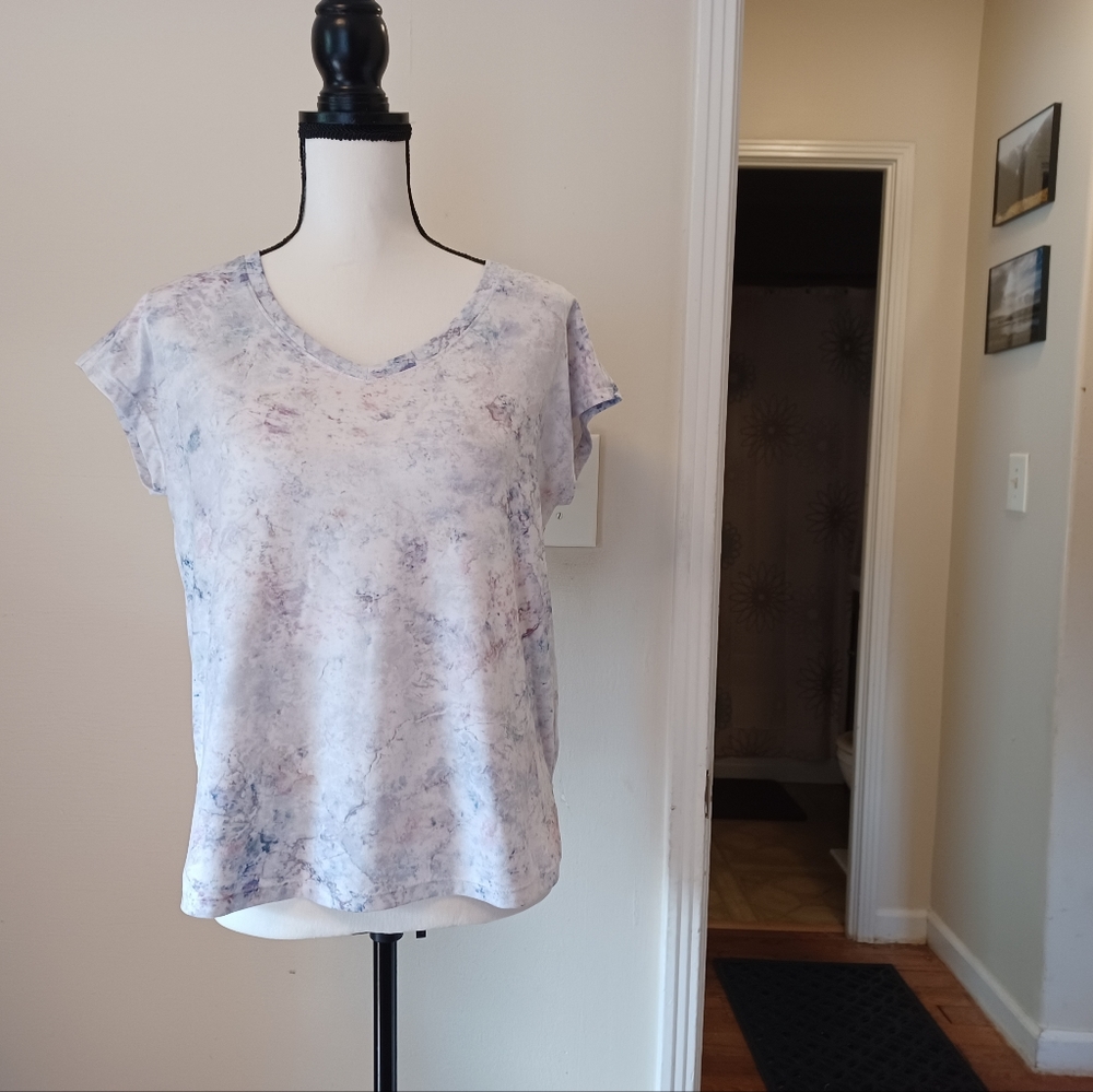 RBX Active Women's Soft Short Sleeve Marble Print Top